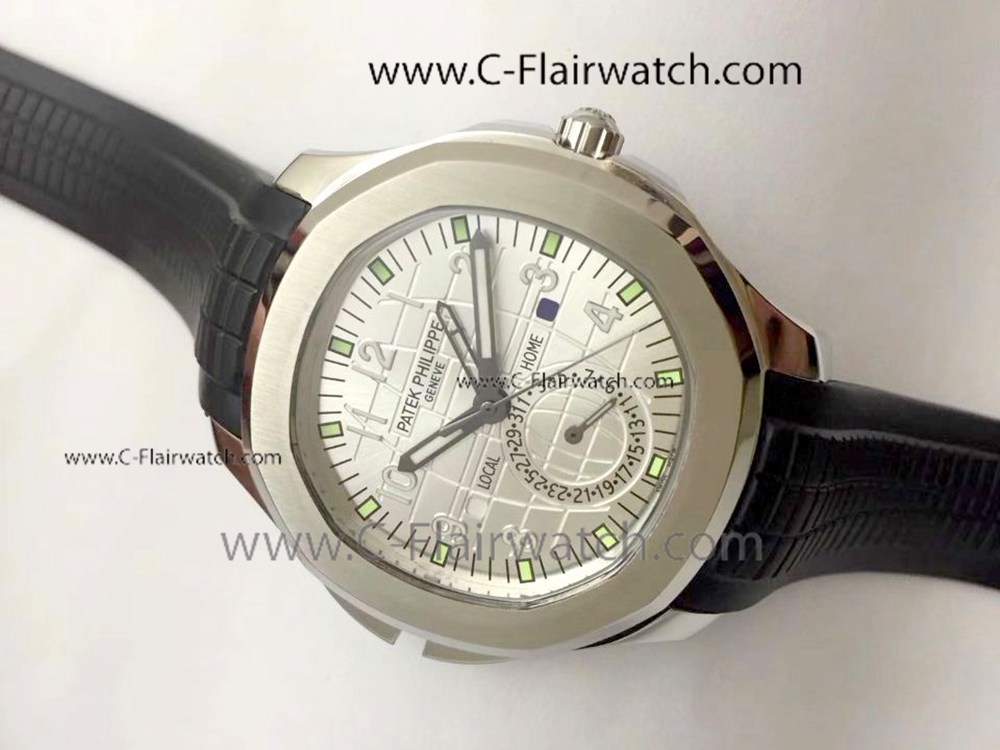 Copy Patek Philippe Aquanaut TRAVEL TIME Watch Silver Dial